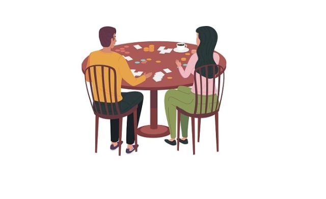 ζευγάρι παίζει χαρτιά